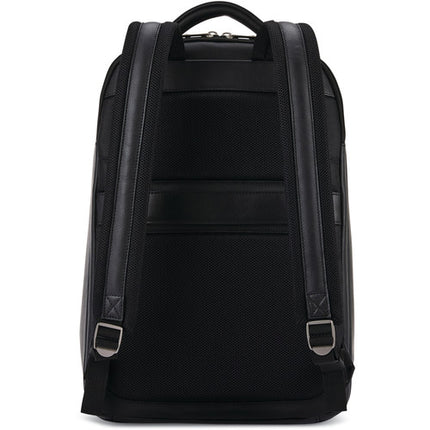 Samsonite Classic Leather Mochila Negra para Laptop 15.6 Pulgadas con Organizador y Bolsillos Mesh
