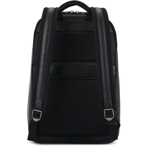Samsonite Classic Leather Mochila Negra para Laptop 15.6 Pulgadas con Organizador y Bolsillos Mesh