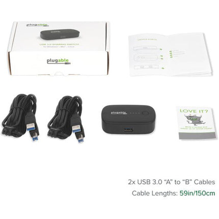 Plugable USB 3.0 Sharing Switch con 5 Gb/s 1 puerto USB-A y 2 conectores KVM