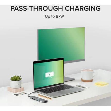Plugable USB-C Estación de Acoplamiento 7 en 1 con Ethernet 4K 60Hz 87W Pass-Through
