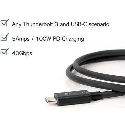 Cable Thunderbolt 3 Plugable 40 Gb/s 2.6 Pies Soporte 5K Dual 4K