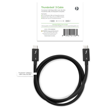 Cable Thunderbolt 3 Plugable 40 Gb/s 2.6 Pies Soporte 5K Dual 4K