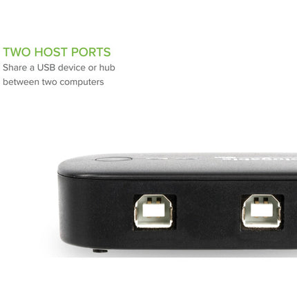 Plugable Sharing Switch USB 2.0 con 2 puertos USB-B y cables incluidos