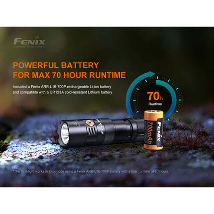 Fenix Linterna Recargable PD25R 800 Lúmenes Resistente USB-C