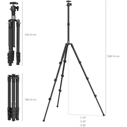 SmallRig Tripode de Fibra de Carbono AP-20 Capacidad 12kg Altura 158cm con Cabeza esférica y Funda