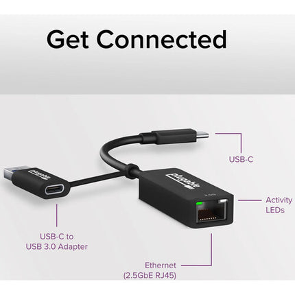 Adaptador Plugable USB A y C a Ethernet 2.5 Gigabit con conector RJ45