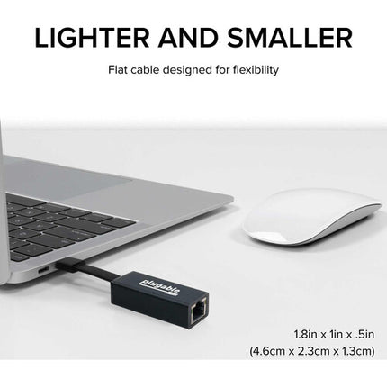 Adaptador Plugable USB-C a Ethernet Gigabit RJ45 Thunderbolt 3