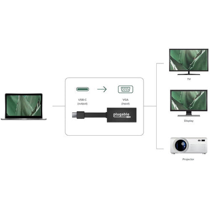 Adaptador USB-C a VGA Plugable 1920x1200 60 Hz Compacto portátil
