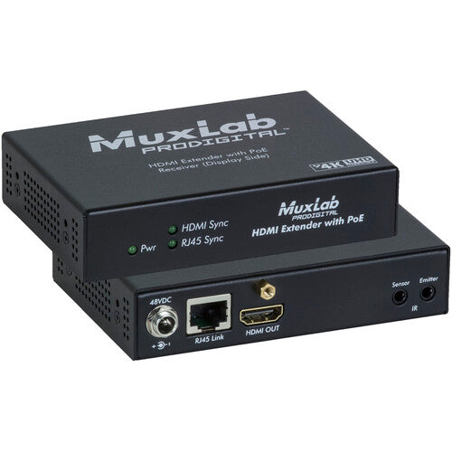 MuxLab UHD-4K Extensor HDMI sobre HDBaseT Lite Kit con PoE y alcance 70 m