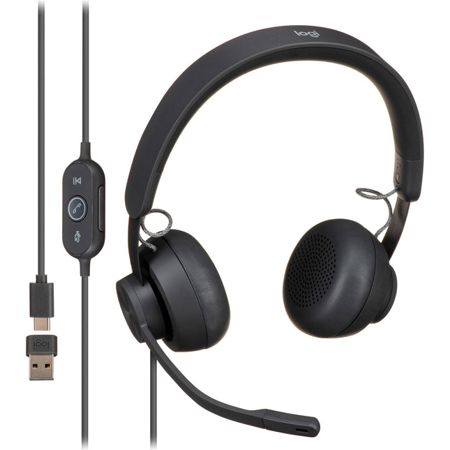 Logitech Zone Auriculares On-Ear USB con micrófonos cancelación ruido estuche viaje