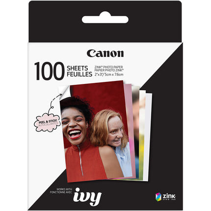 Canon ZINK Papel Fotográfico Adhesivo 2x3 100 Hojas para IVY Mini