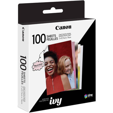 Canon ZINK Papel Fotográfico Adhesivo 2x3 100 Hojas para IVY Mini