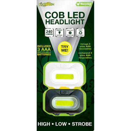 GoGreen Power COB Luz Frontal LED 240 lúmenes 2-pack con batería AAA