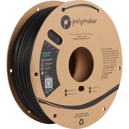 Polymaker 1.75mm PolyLite PLA-CF Filamento 1 kg Negro Fibra de Carbono