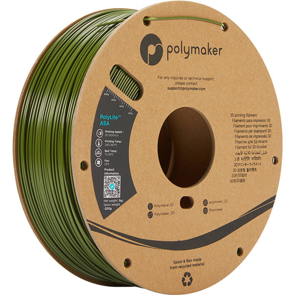 Polymaker PolyLite ASA Filamento 1.75mm 1kg Verde Ejército