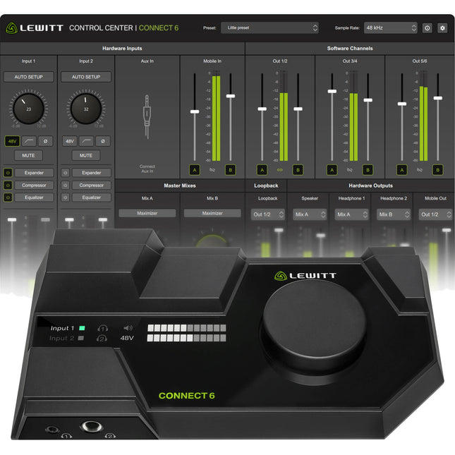 Lewitt CONNECT 6 Interfaz de Audio 6x6 USB-C 96 kHz 24-Bit con Software Cubase