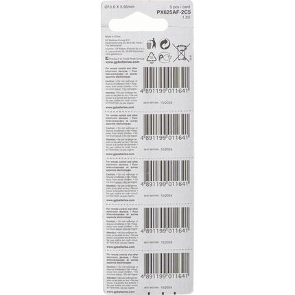 GP PX625A Pilas Alcalinas Pack 5 Protección Antifugas 3 Años Vida