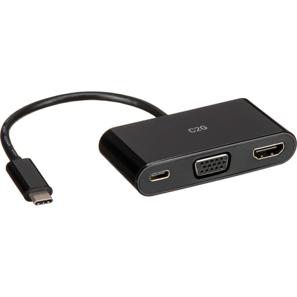 C2G Adaptador USB Tipo-C a HDMI y VGA con Power Delivery 3840x2160 60W