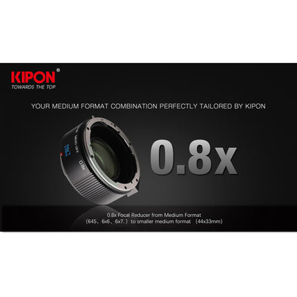 KIPON 0.8x Reductor de Focal para Lente Mamiya 645 a Cámara FUJIFILM GFX con Apertura f-stop y 5 Cristales Ópticos