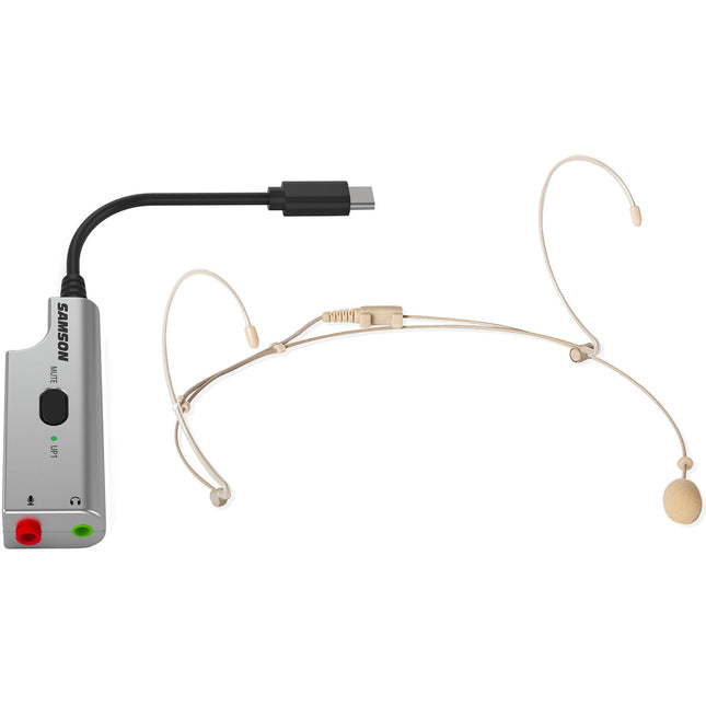 Micrófono diadema Samson DEU1 con adaptador USB y cable USB-C integrado