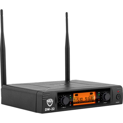 Nady DW-22 LTHM Sistema Micrófono Inalámbrico Digital 2 Headset 2 Lav 300 ft alcance UHF 900 MHz