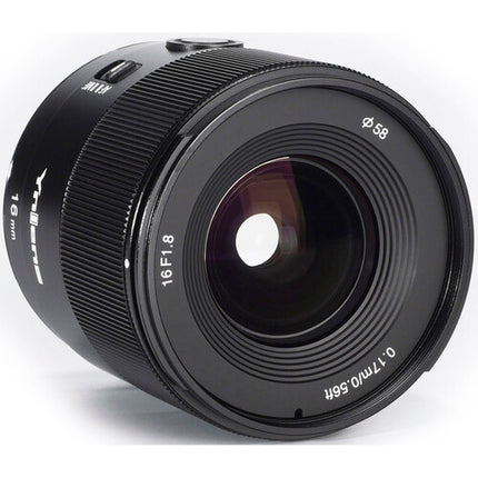 Yongnuo YN16mm f1.8S DA DSM Lente angular rápida APS-C Sony E con parasol y tapas
