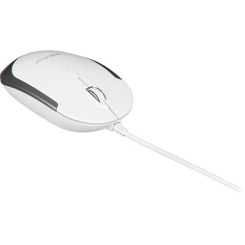 Macally Ratón Óptico USB Tipo-C 2400 dpi Clic Silencioso Ambidiestro Blanco Plata