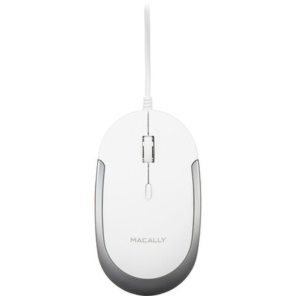 Macally Ratón Óptico USB Tipo-C 2400 dpi Clic Silencioso Ambidiestro Blanco Plata