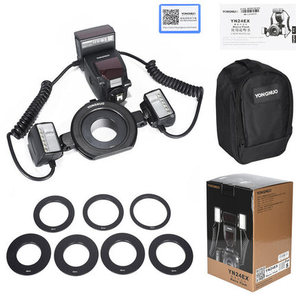Yongnuo YN-24EX Flash Macro TTL para Sony Cabezal Dual 79 GN 3s Recarga