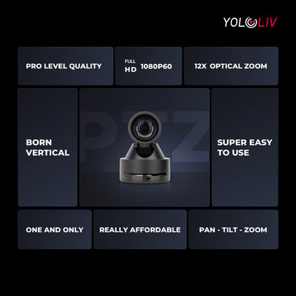 YoloLiv Verticam Cámara PTZ para Streaming Vertical 1080p60 12x Zoom Óptico