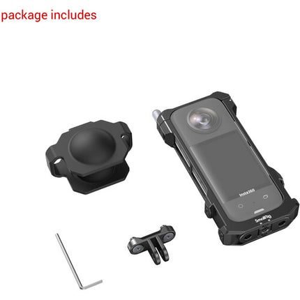 SmallRig Frame para Insta360 X3 con Capuchón de Lente de Silicona y Montura Doble