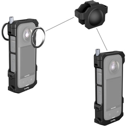 SmallRig Frame para Insta360 X3 con Capuchón de Lente de Silicona y Montura Doble