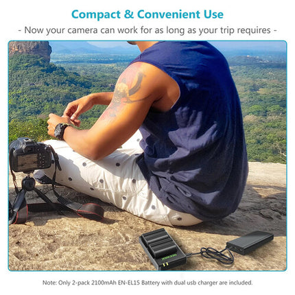 Neewer EN-EL15 Kit de Baterías Doble con Cargador USB y Cable Micro-USB