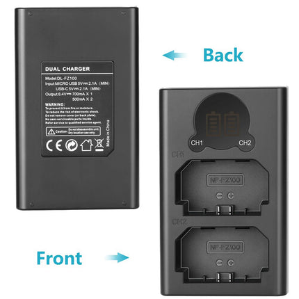 Neewer Cargador Dual USB para Baterías NP-FZ100 con Pantalla LCD y Carga Simultánea