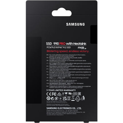 Samsung 1TB 990 PRO PCIe 4.0 x4 SSD interno M.2 2280 con disipador y 7450 MB/s lectura