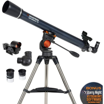 Celestron AstroMaster 70AZ telescopio refractor 70mm 900mm focal manual Alt-Az