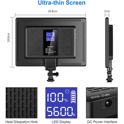 Neewer NL-192AI Panel LED Bicolor 650 Lux 3200-5600K 90 Min Batería