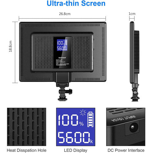 Neewer NL-192AI Panel LED Bicolor 650 Lux 3200-5600K 90 Min Batería