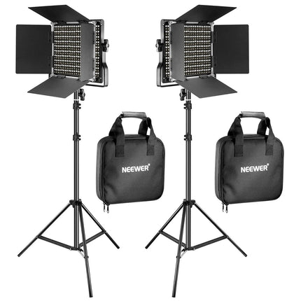 Neewer Bi-Color Kit de Iluminación LED de Video 2 Luces 3200-5600K con Soportes y Difusores