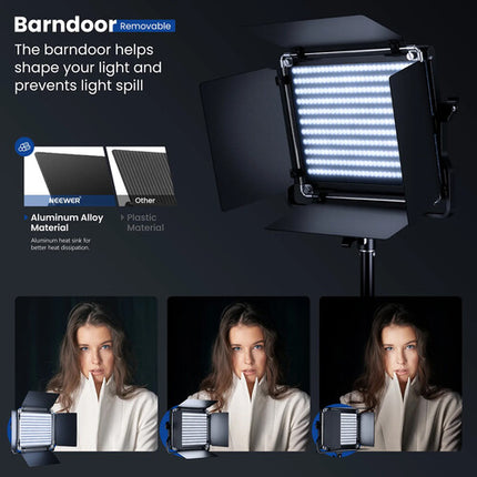 Neewer Bi-Color Kit de Iluminación LED de Video 2 Luces 3200-5600K con Soportes y Difusores