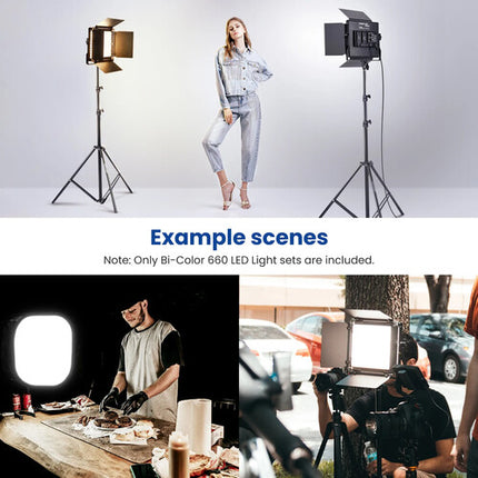 Neewer Bi-Color Kit de Iluminación LED de Video 2 Luces 3200-5600K con Soportes y Difusores