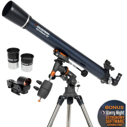Celestron AstroMaster 90EQ Telescopio Refractor 90mm F11 1000mm Montura Ecuatorial Manual