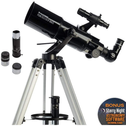 Celestron PowerSeeker 80AZ Telescopio Refractor 80mm f5 y Trípode de Aluminio