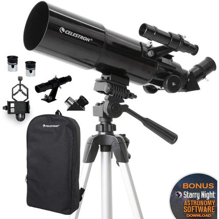 Celestron Travel Scope 80mm 400mm Refractor Telescopio Kit con Trípode mochila y adaptador smartphone