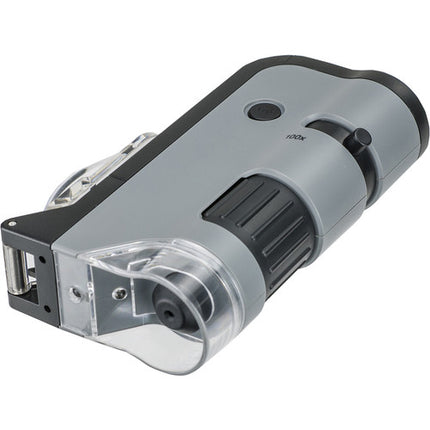 Carson MicroFlip MP-250 Microscopio de Bolsillo 100-250x con Clip para Smartphone y Luz UV
