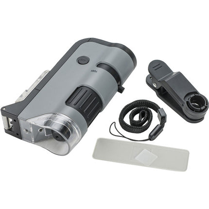 Carson MicroFlip MP-250 Microscopio de Bolsillo 100-250x con Clip para Smartphone y Luz UV