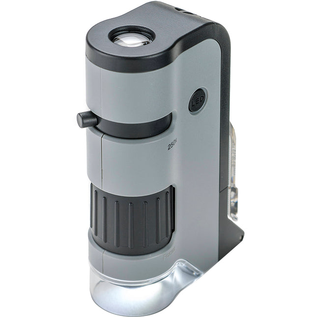 Carson MicroFlip MP-250 Microscopio de Bolsillo 100-250x con Clip para Smartphone y Luz UV