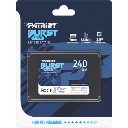 Patriot 240GB Burst Elite SSD Interna SATA III 2.5" 450MB/s Lectura 320MB/s Escritura garantía 3 años