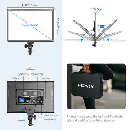 Neewer NL288A Panel de Luz LED Bicolor 3200-5600K CRI 95 Control Remoto