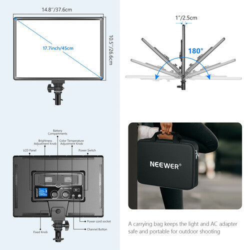 Neewer NL288A Panel de Luz LED Bicolor 3200-5600K CRI 95 Control Remoto